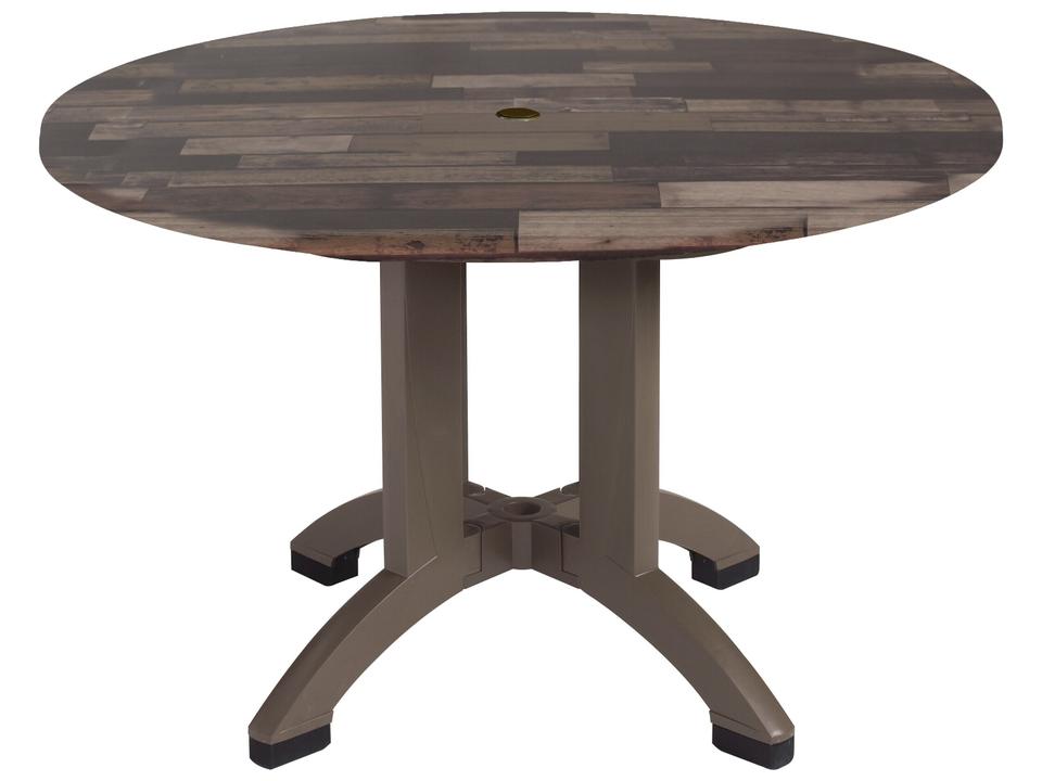 Atlanta 42-Inch Round Dining Table with Umbrella Hole in Shiplap White