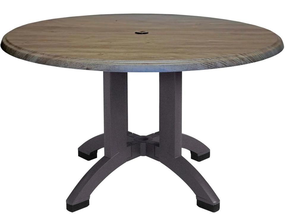 Atlanta 42-Inch Round Melamine Outdoor Dining Table in Aged Oak