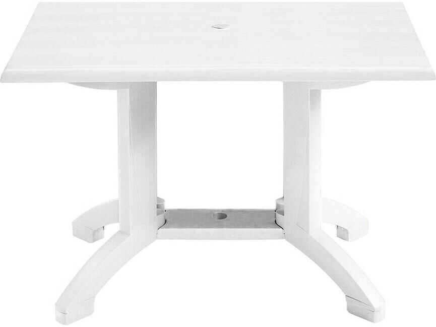 Atlanta Rectangular Prime Resin Dining Table with Umbrella Hole in White
