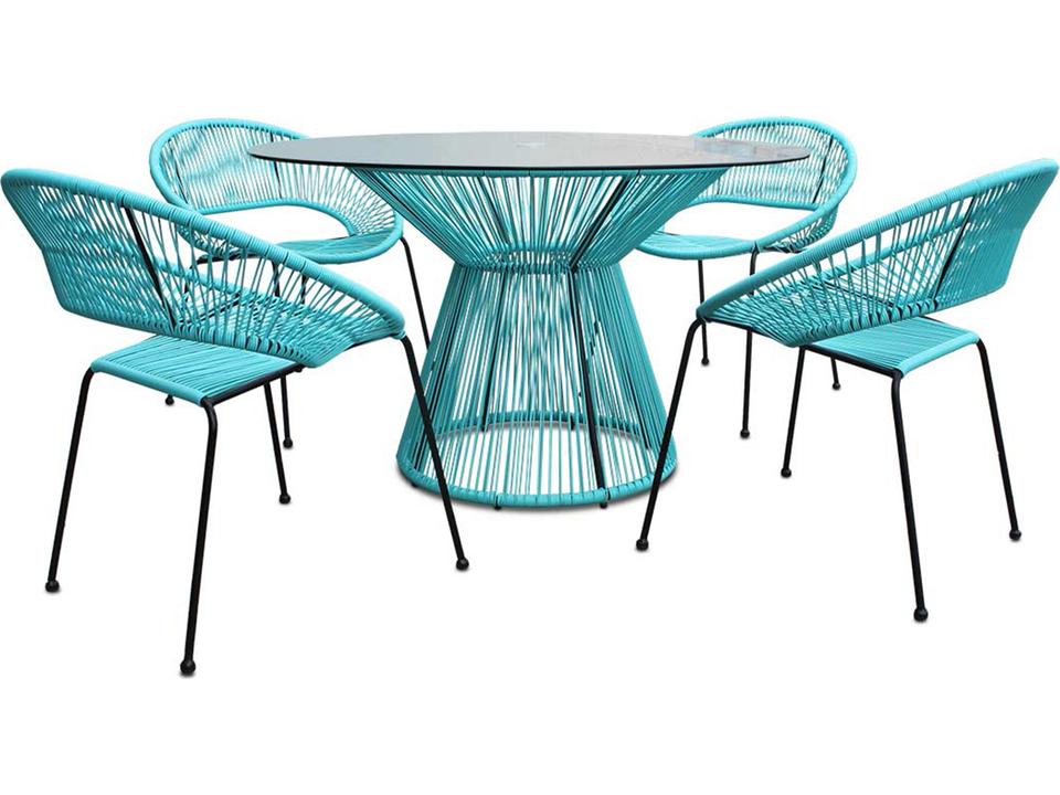 Closeouts Acapulco Woven Strap 5 Piece Outdoor Dining Set