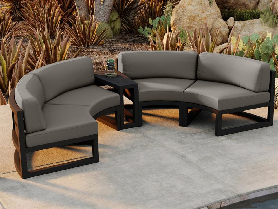Avion Aluminum Black 3 Piece Curved Sectional Outdoor Lounge Set