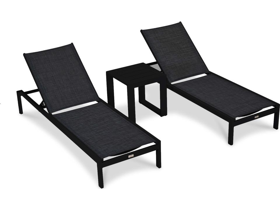 Lift Aluminum Sling 3 Piece Chaise Outdoor Lounge Set