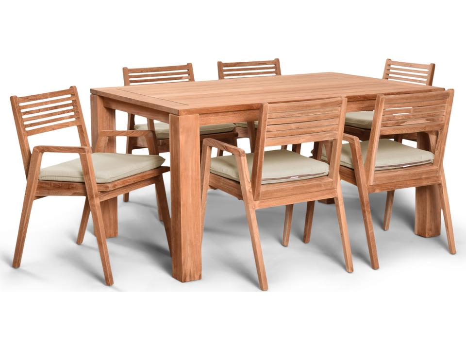 Link Teak 7 Piece Outdoor Patio Dining Set