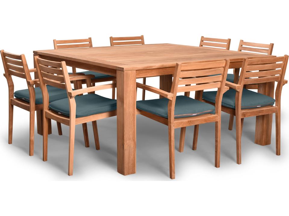 Sylvan Teak 9 Piece Outdoor Patio Dining Set