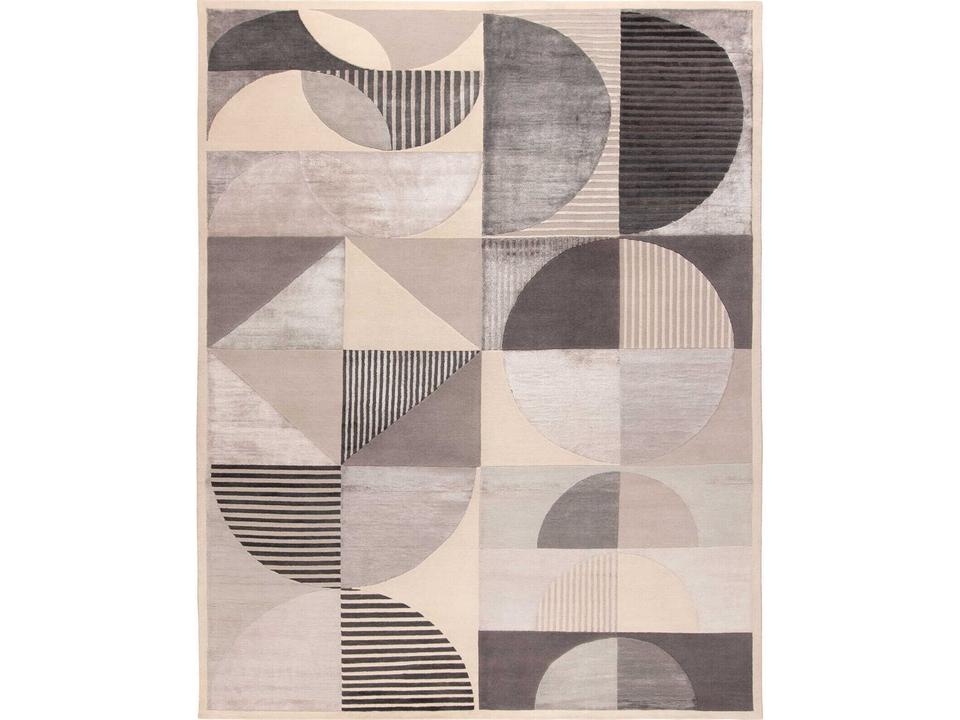 Coco Collection Hand Knotted Area Rug Ivory Silver