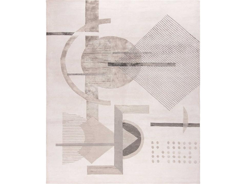 Coco Collection Hand Knotted Wool Viscose Area Rug in Ivory