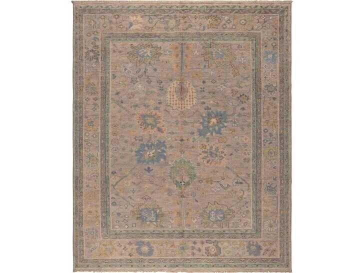 Grey Ivory Hand-Knotted Wool Area Rug