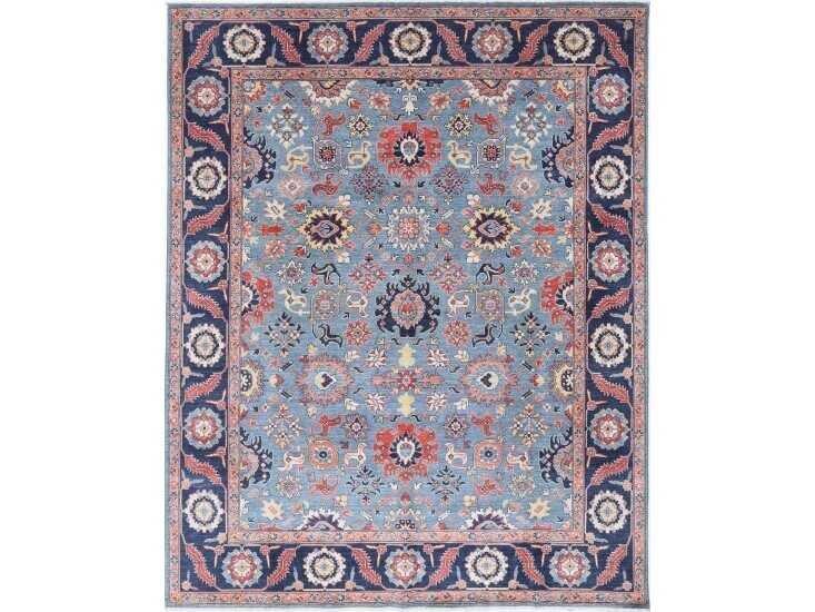 Blue Navy Hand-Knotted Wool Area Rug