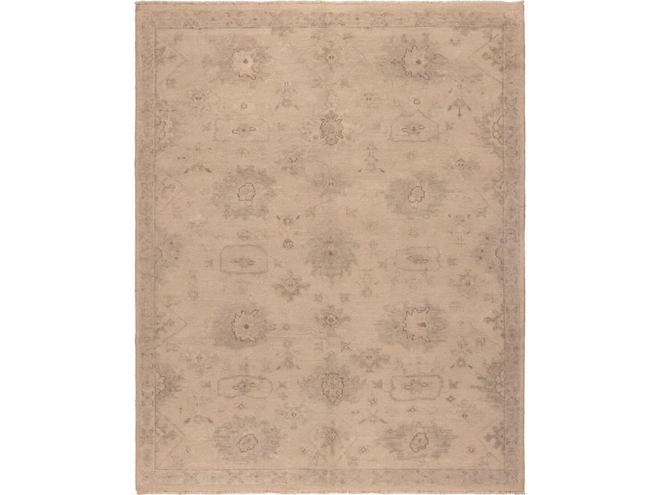 Chelsea Collection Hand-Knotted Wool Area Rug Ivory Light Grey