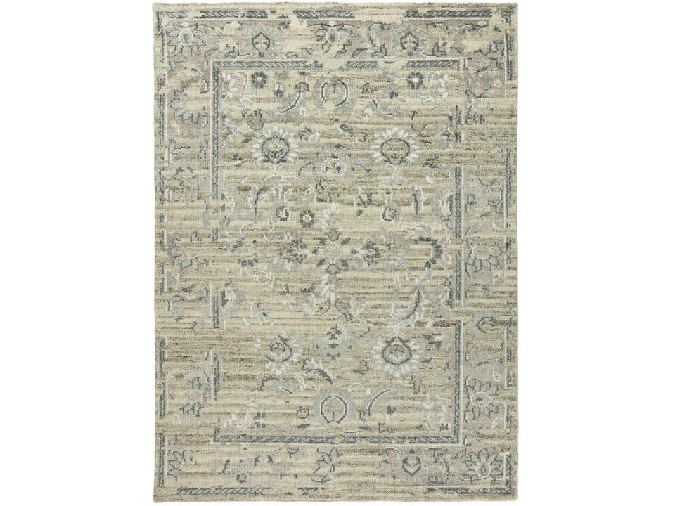 Antique Natural Hand-Knotted Wool Area Rug Natural Blue