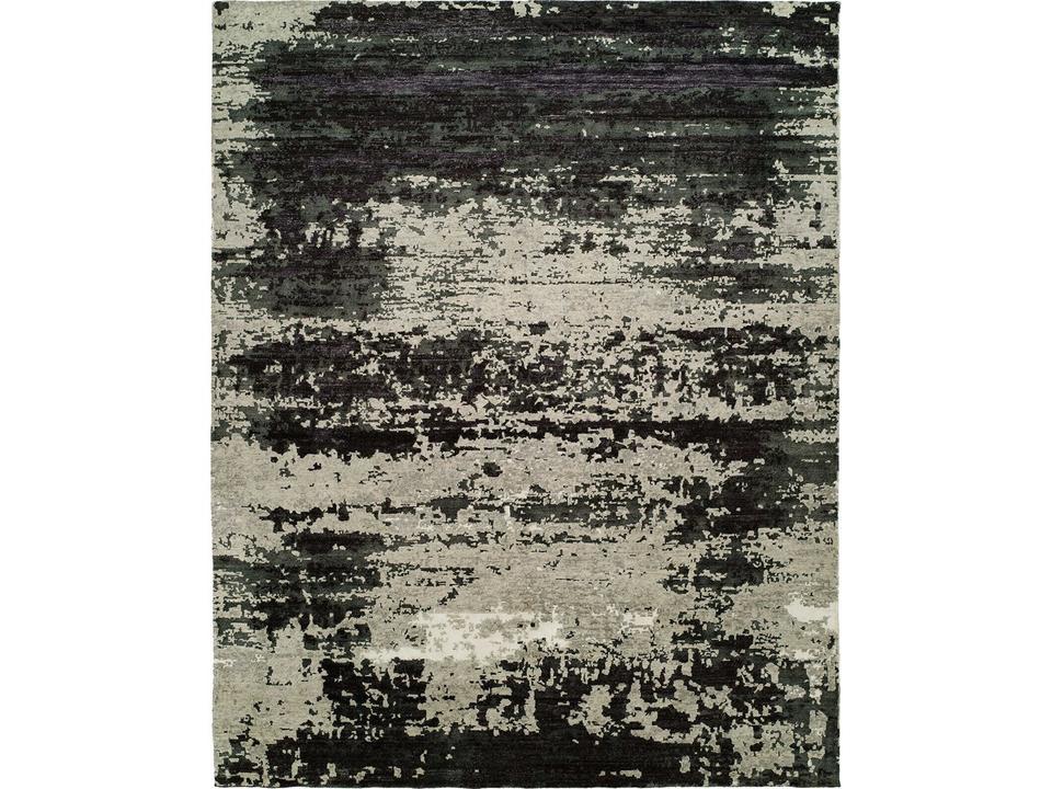 International Avalon Hand-Knotted Wool Blend Area Rug in Grey Black