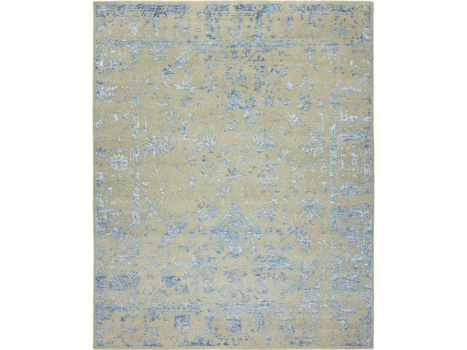 Mystique Hand Knotted Wool Viscose Area Rug in Grey Blue
