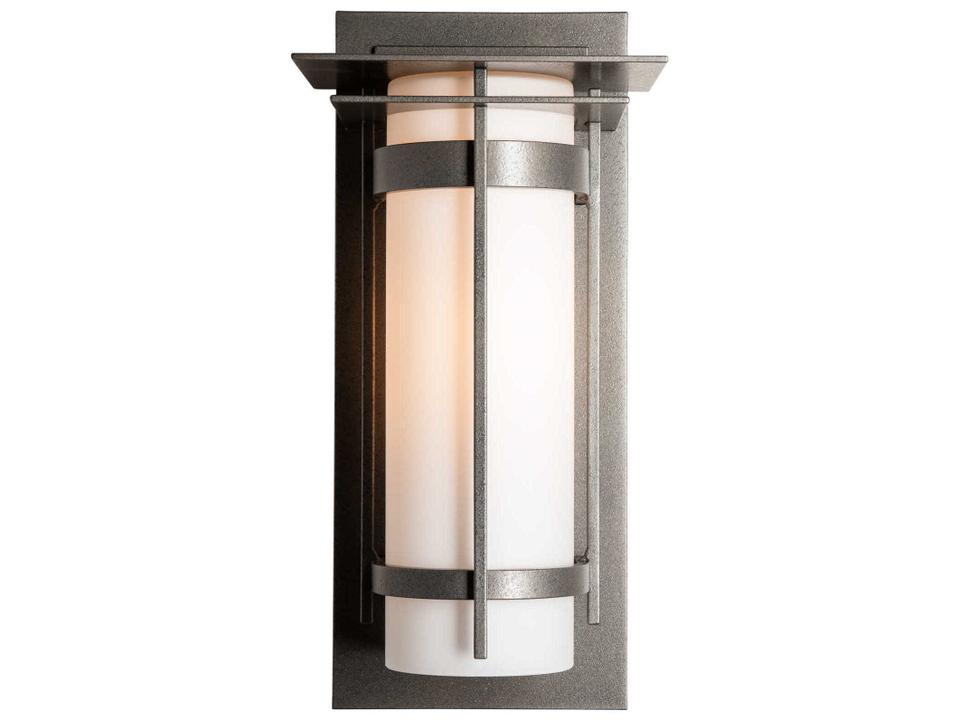 Banded 1-Light Outdoor Wall Sconce with Opal Glass