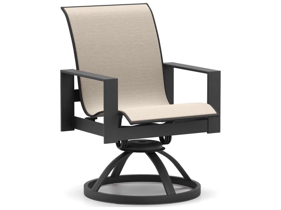 Grace Sling Aluminum Low Back Swivel Rocker Dining Chair