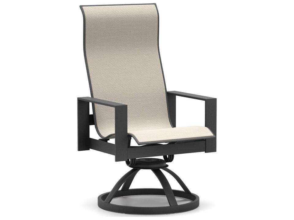 Grace Sling Aluminum High Back Swivel Rocker Dining Chair