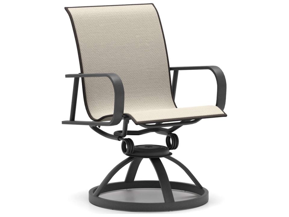 Kashton Sling Aluminum Low Back Swivel Rocker Dining Chair