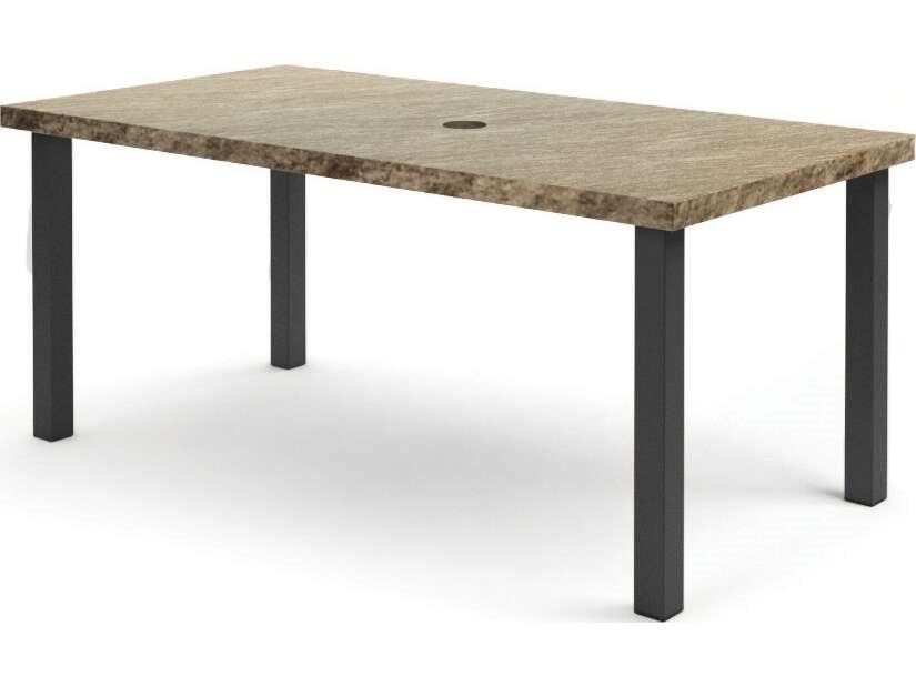 Slate Aluminum Rectangular Outdoor Patio Counter Table with Umbrella Hole