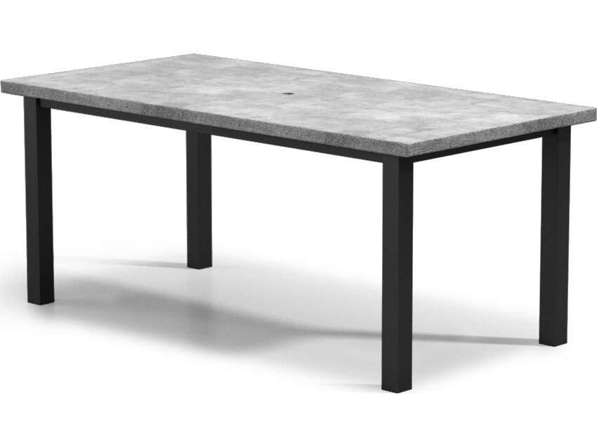 Concrete Aluminum Rectangular Patio Counter Table with Umbrella Hole