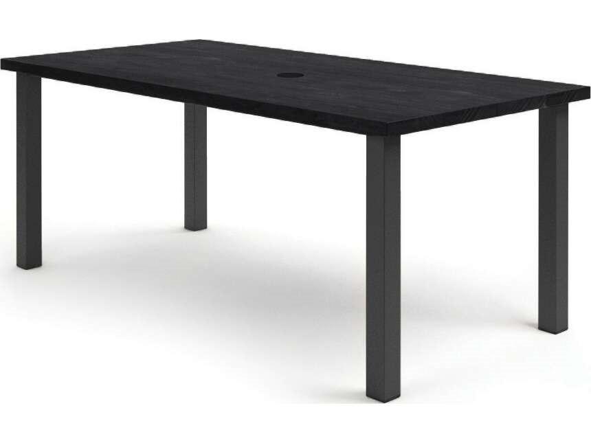 Timber Aluminum Rectangular Outdoor Patio Counter Table with Umbrella Hole