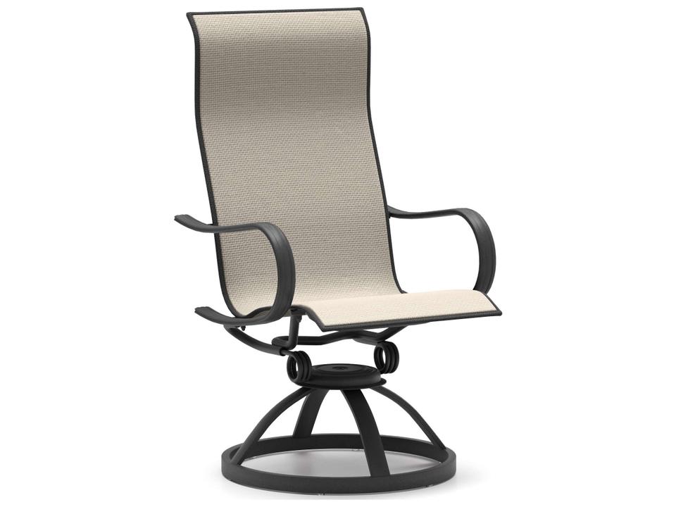 Holly Hill Sling Aluminum High Back Swivel Rocker Outdoor Dining Armchair