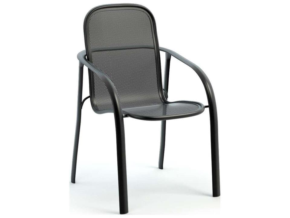 Florida Mesh Stackable Outdoor Dining Armchair in Aluminum