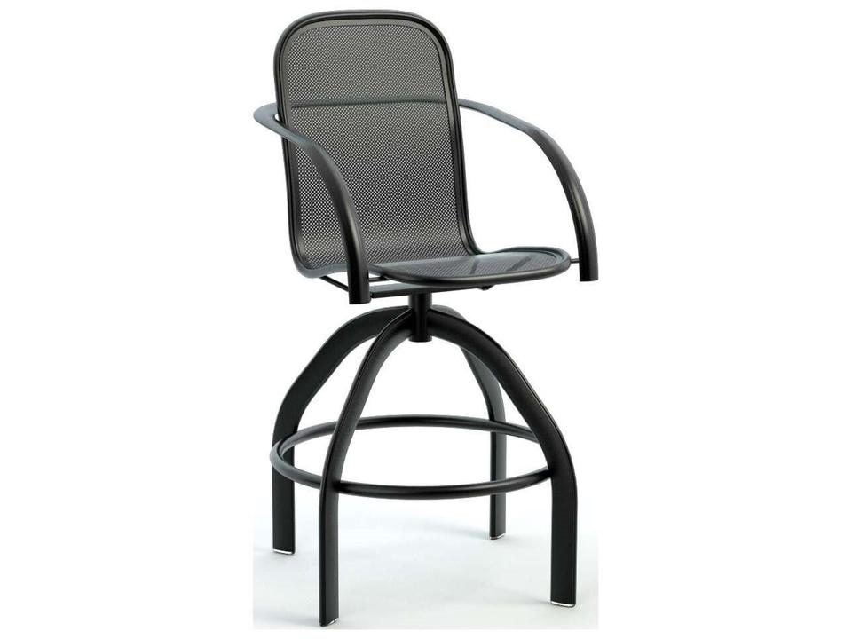 Florida Mesh Swivel Outdoor Bar Stool in Aluminum