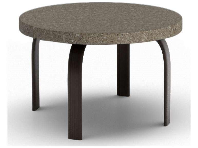 Stonegate 24-Inch Round Side Table in Stone-look Aluminum