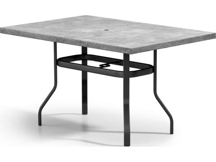 Concrete Aluminum Rectangular Patio Counter Table with Umbrella Hole