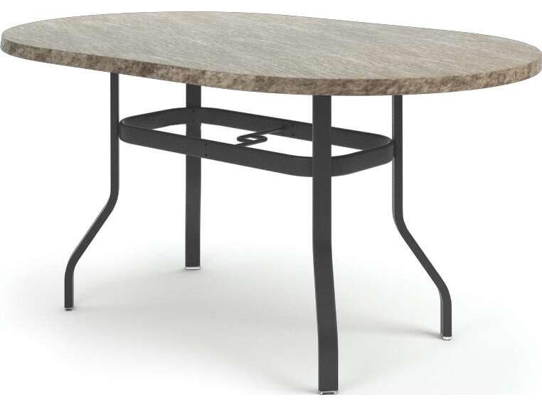 Slate Collection Oval Outdoor Counter Table with Umbrella Hole