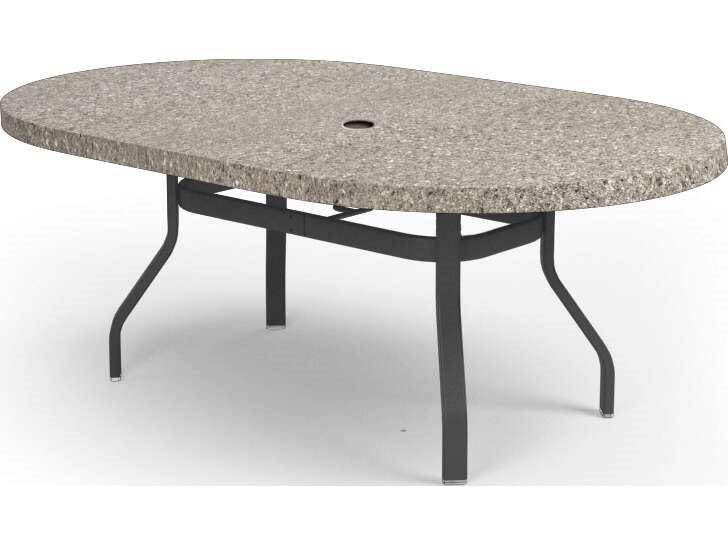 Shadow Rock Natural Series Aluminum 72"W x 42"D Oval Dining Table with Umbrella Hole