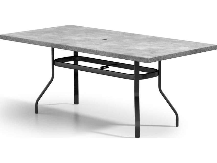 Concrete Aluminum Rectangular Outdoor Patio Counter Table with Umbrella Hole