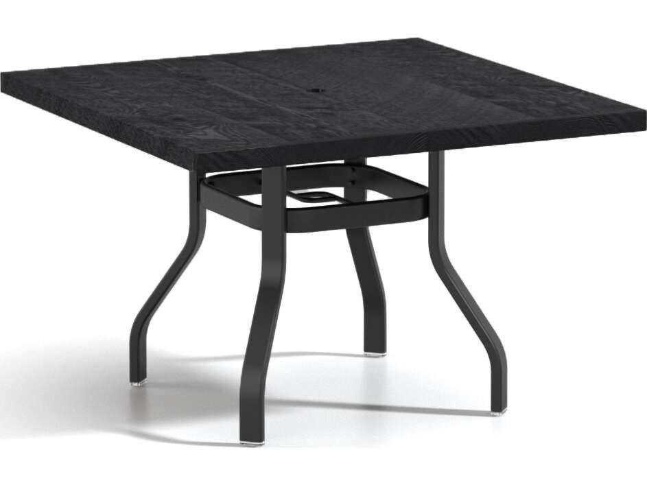 Timber Natural Series Aluminum 42" Square Dining Table with Umbrella Hole