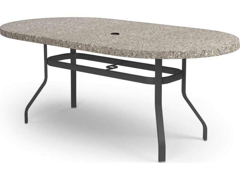 Shadow Rock Aluminum Oval Outdoor Counter Table with Umbrella Hole