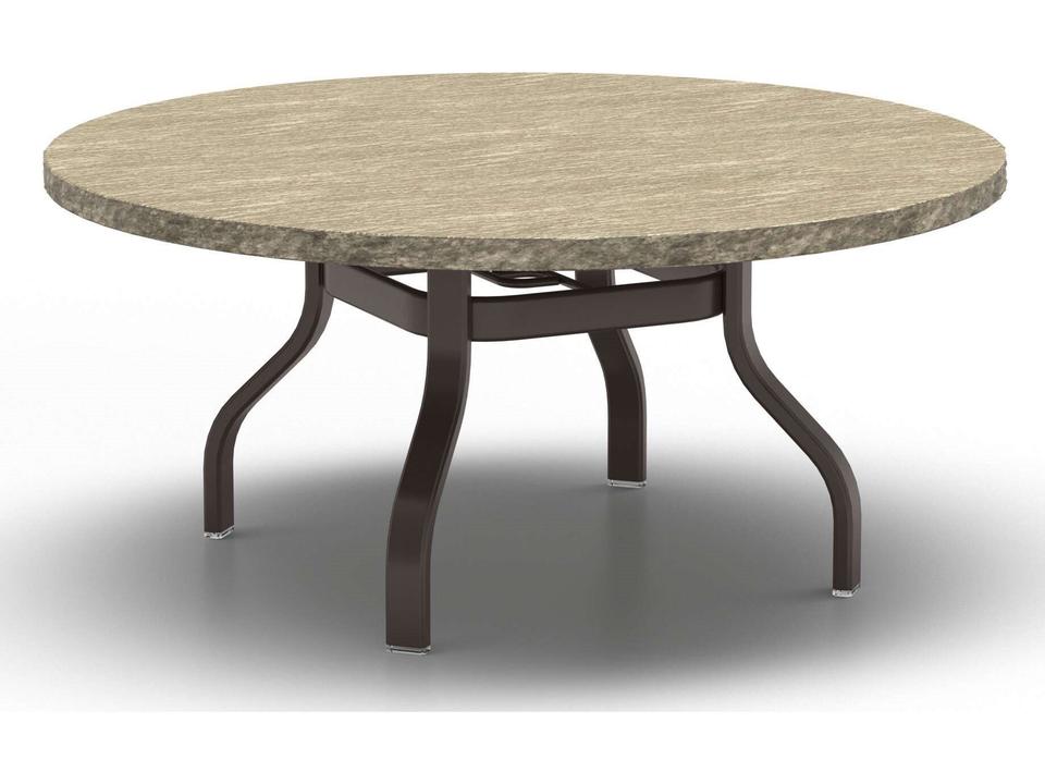 Slate Natural Series 48 Inch Round Chat Table with Umbrella Hole