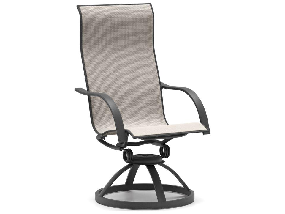Stella Sling Aluminum High Back Swivel Rocker Outdoor Dining Armchair