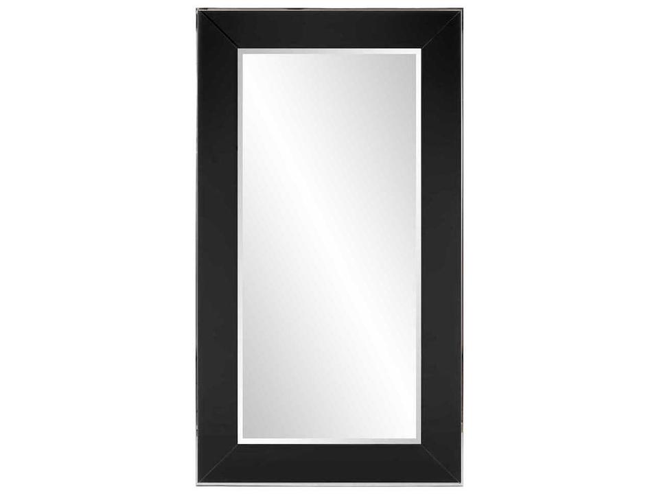 Devon Black Rectangular Wall Mirror with Stainless Steel Trim