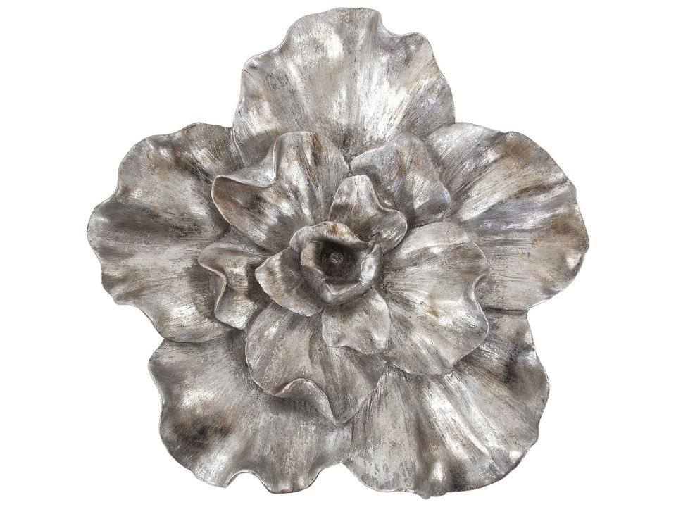 Camellia Flower Resin Wall Sculpture in Antique Silver