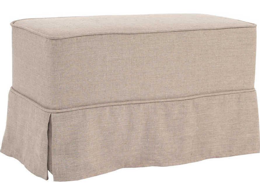 Universal Linen Slub Natural Beige Upholstered Ottoman