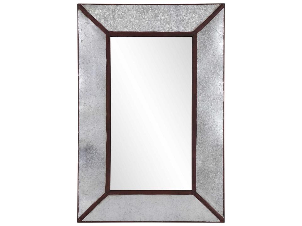 Durrango Rectangular Wall Mirror in Silver Galvanized Metal
