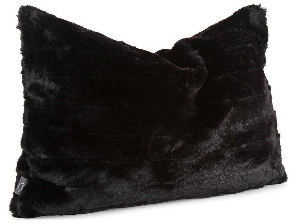 Angora 14x22 Ebony Faux Fur Decorative Pillow