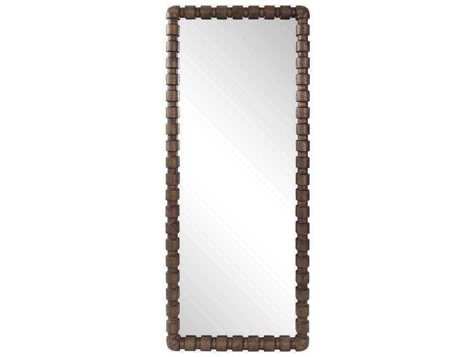 Wooden Bobbin Stained Brown Rectangular Dressing Mirror