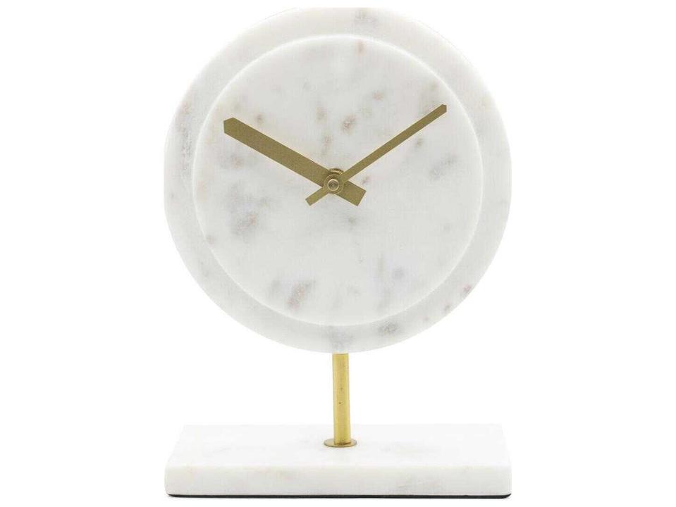 Piero White Gray Brass Clock