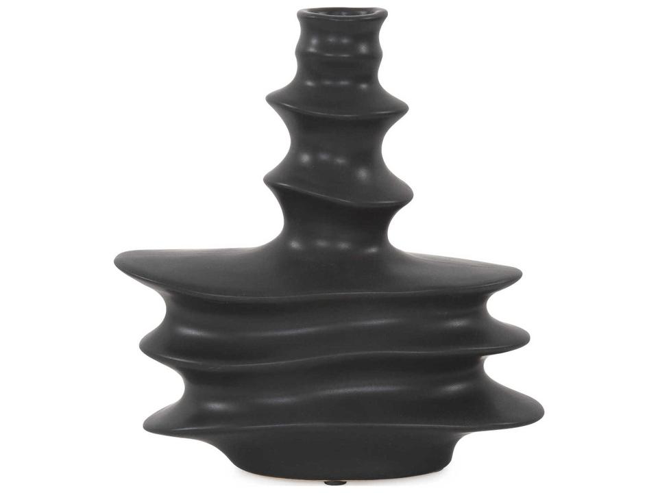 Cairn Abstract Matte Black Vase