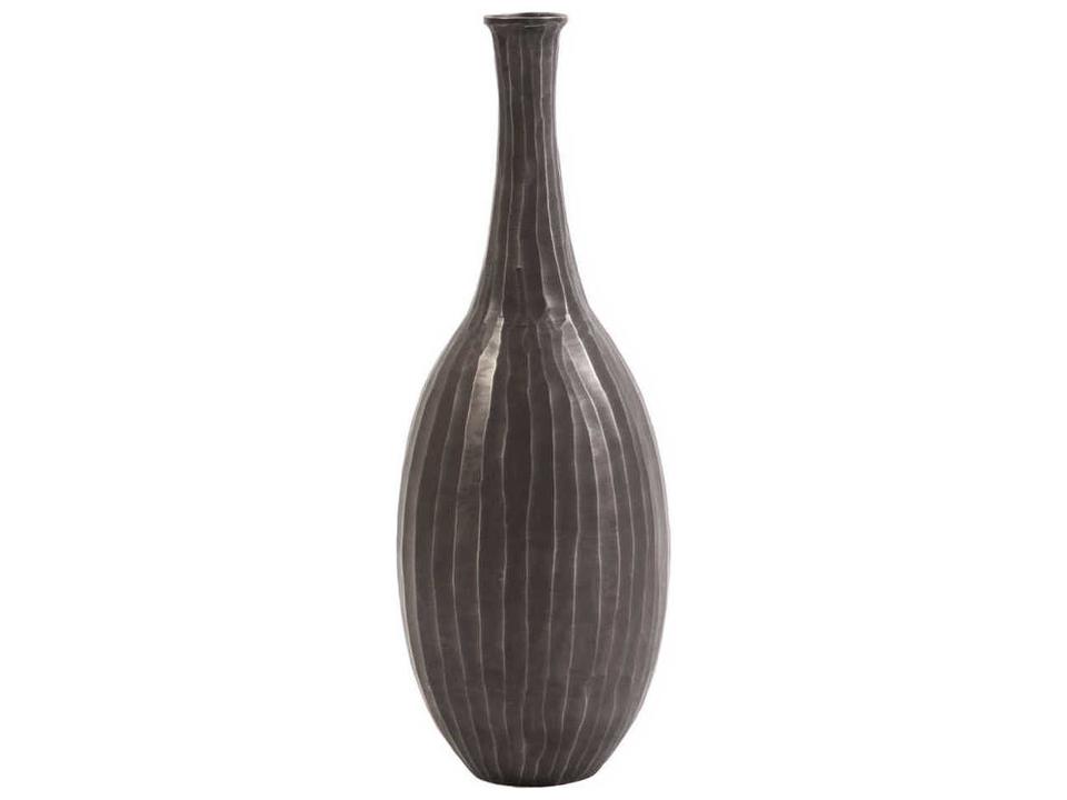 Chiseled Metal Decorative Bottle in Graphite Gray