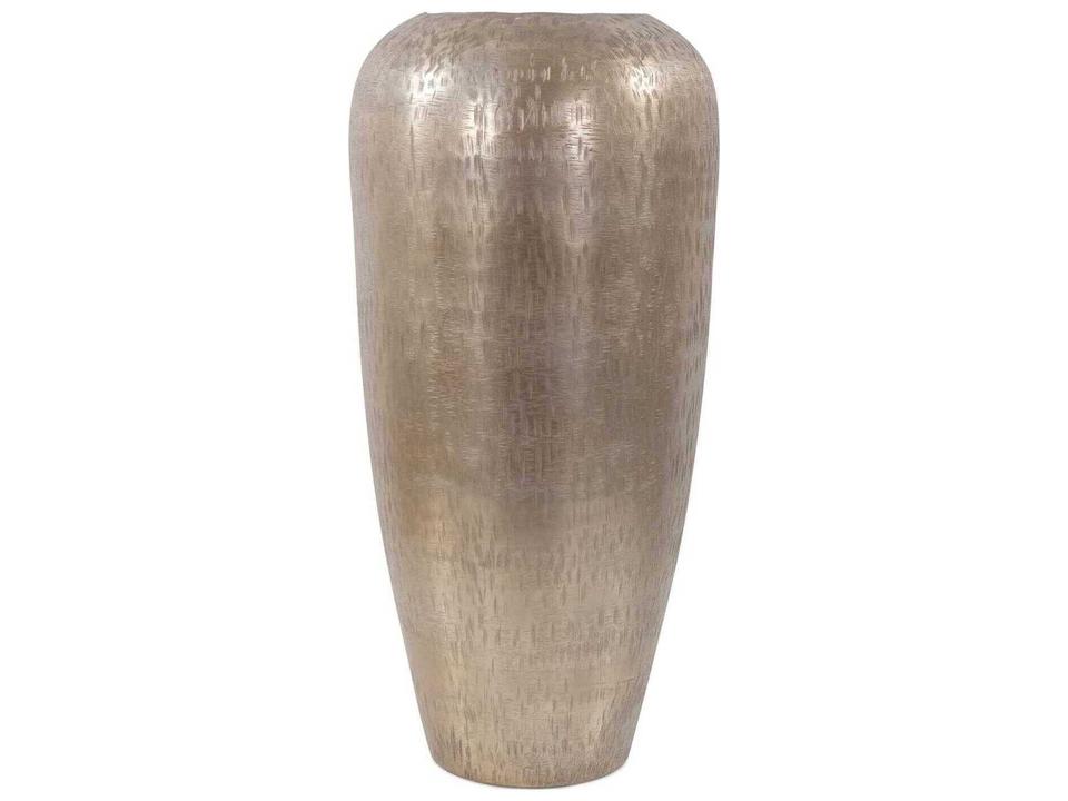 Etched Crossways Champagne Aluminum Torpedo Vase with Handcrafted Pattern