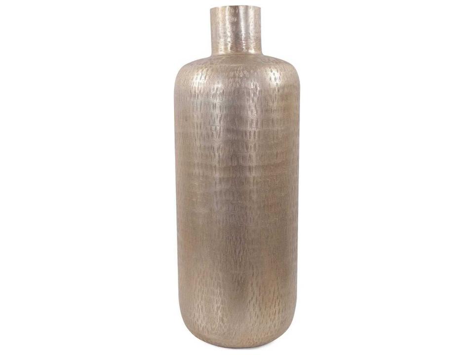 Etched Crossways Short Neck Bottle Vase in Champagne Finish
