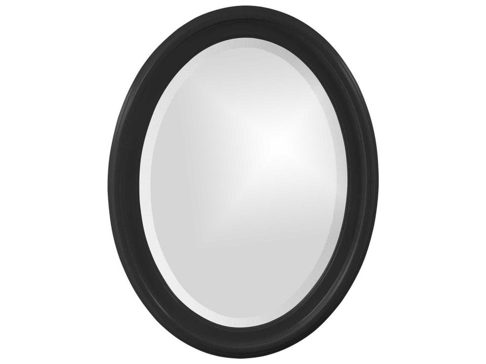 George Oval Wall Mirror with Grooved Wood Frame and Beveled Glass