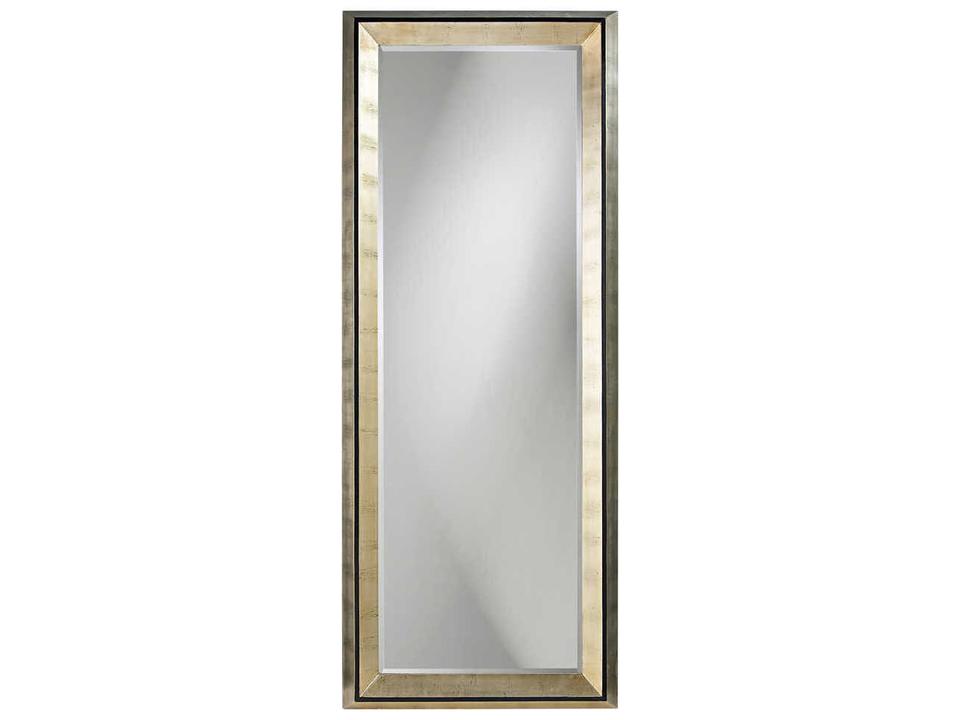 Detroit Silver Leaf Rectangular Floor Mirror with Black Inset