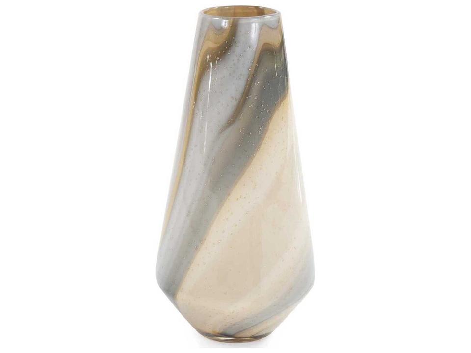 Sand Art Tapered Glass Vase in Neutral Tones
