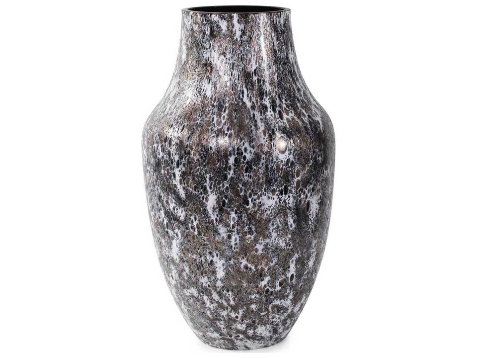 Zynsky Mocha Art Glass Vase with Textured Finish and Bronze Accents